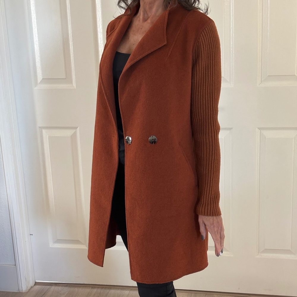 Kenneth Cole Wool Blend Coat - Burnt Orange / Chestnut Brown Size PXS - Picture 4 of 13